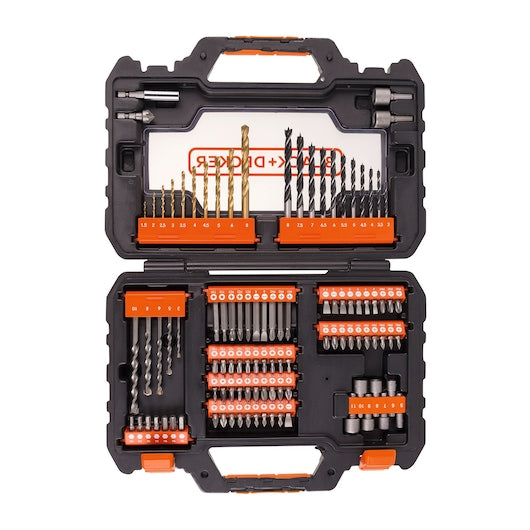 Black&Decker (A7230-XJ) Juego de taladro y atornillador de 104 piezas con estuche de fácil agarre