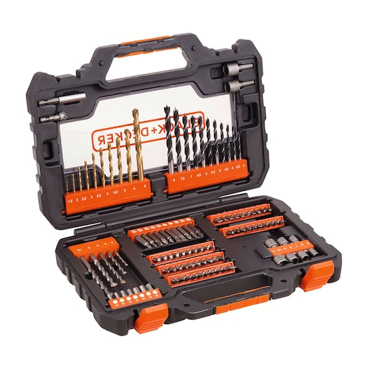 Black&Decker (A7230-XJ) Juego de taladro y atornillador de 104 piezas con estuche de fácil agarre