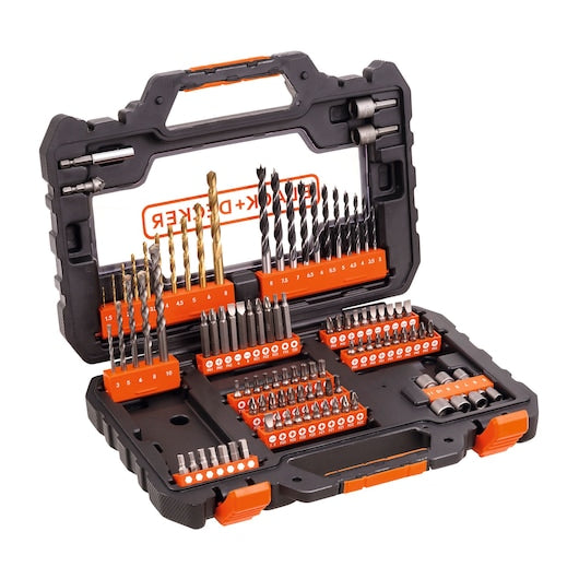Black&Decker (A7230-XJ) Juego de taladro y atornillador de 104 piezas con estuche de fácil agarre