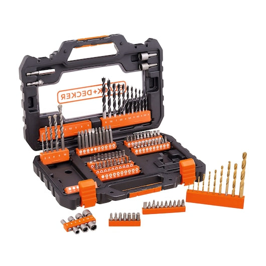 Black&Decker (A7230-XJ) Juego de taladro y atornillador de 104 piezas con estuche de fácil agarre