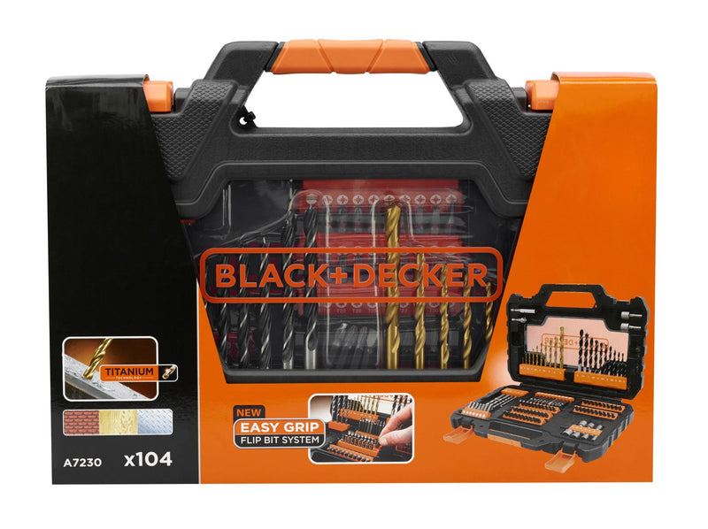 Black&Decker (A7230-XJ) 104pc. Drilling & Driving Set With Easy Grip Case