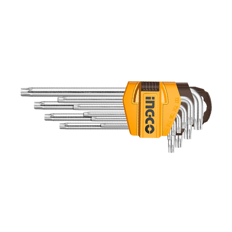 INGCO (HHK13091) Set Of 9 Long Torx Keys With Combination Lock.