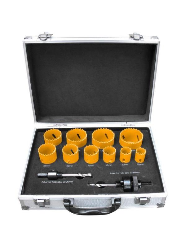 INGCO (AKH0121) Juego de 10 hojas de sierra de corona + mandriles de 1/2" y 5/8" en una caja.