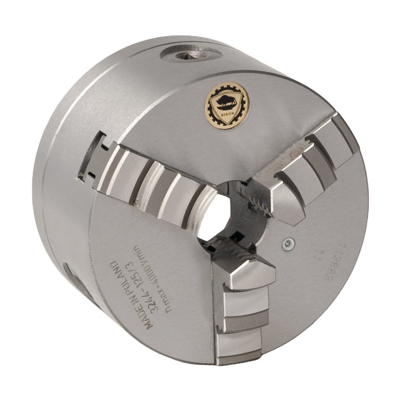 Placa de torno de três castanhas Optimum (3450210) em aço fundido BISON Ø200mm DIN 6350 A2-5