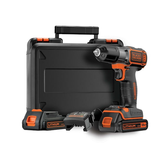 Berbequim/Aparafusadora sem fio Black&Decker (ASD184KB-QW) 18V com tecnologias Autosense™ e Autoselect® e estojo de ferramentas.