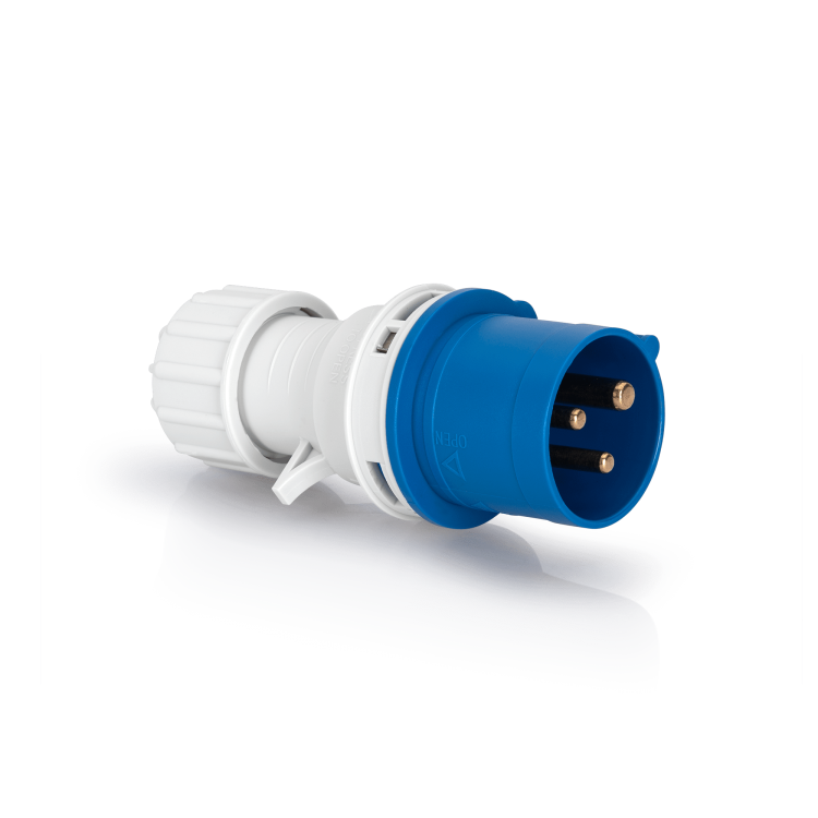 Enchufe industrial macho 32A 2P+T 220–240V IP44