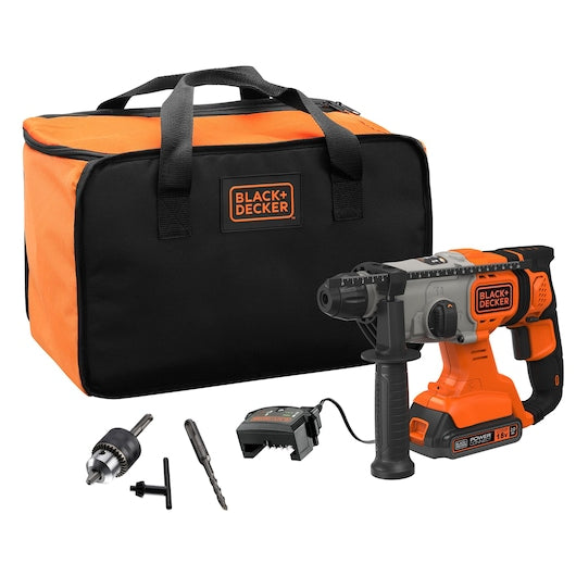 Berbequim de impacto SDS-Plus sem fio Black&Decker (BCD900D1S-QW) 18V 2.0Ah com caixa de ferramentas