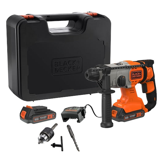 Black&Decker (BCD900E2K-QW) 18V Cordless 2.5Ah SDS-Plus Hammer Drill With Kit Box