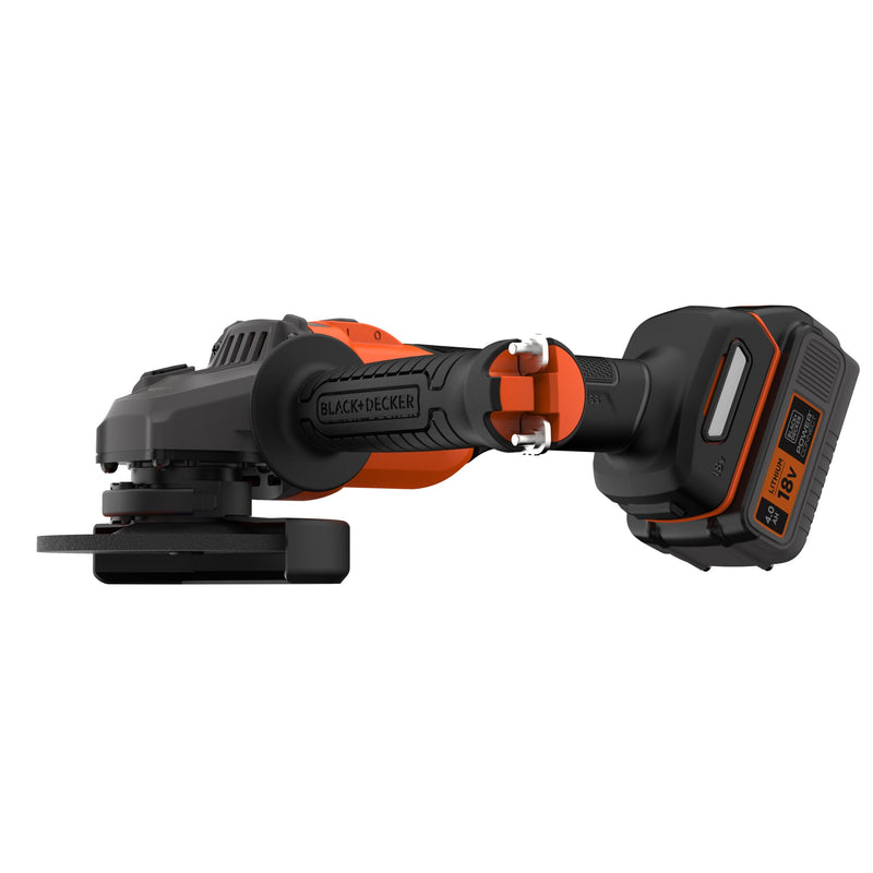 Mini rebarbadora sem escovas Black&amp;Decker (BCG6L8F1S-QW) 18V 115mm com 1 bateria de 4Ah, 3 discos e bolsa de transporte.
