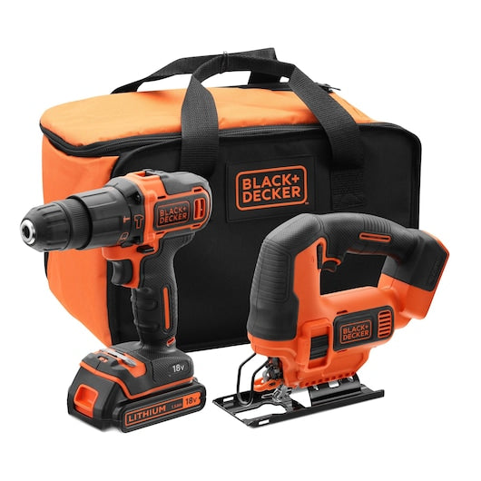 Black&Decker (BCK22S1S-QW) 18V Hammer Drill and Jigsaw in soft bag