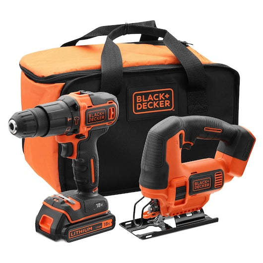 Black&Decker (BCK22S1S-QW) 18V Hammer Drill and Jigsaw in soft bag