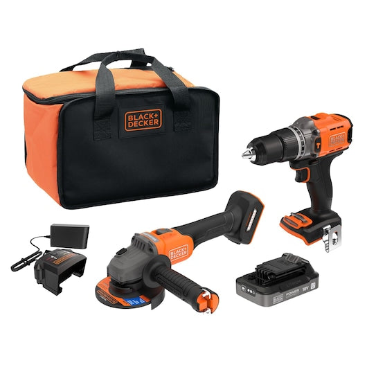 Black&Decker (BCD383D2XKA-QW) 18V POWERCONNECT Cordless Hammer Drill (2x 2Ah batteries, 1A charger, 80 accessories and case)