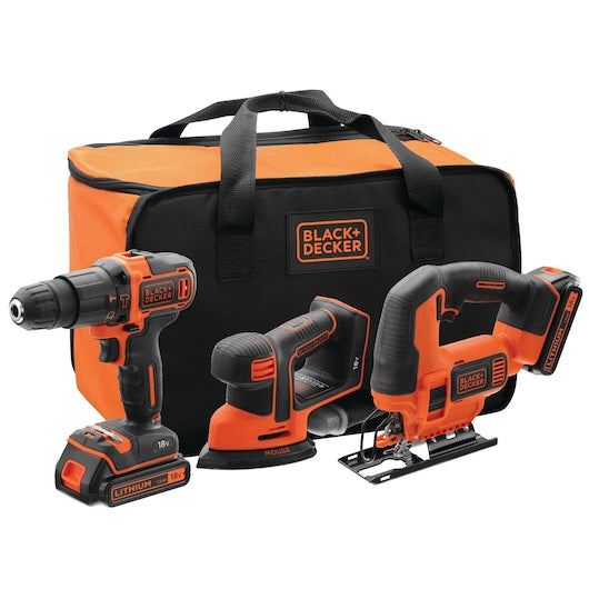 Black&Decker (BCK31S1S-QW) 18V Lithium-ion Drill + Mouse Detail Sander + Jigsaw Combo Kit
