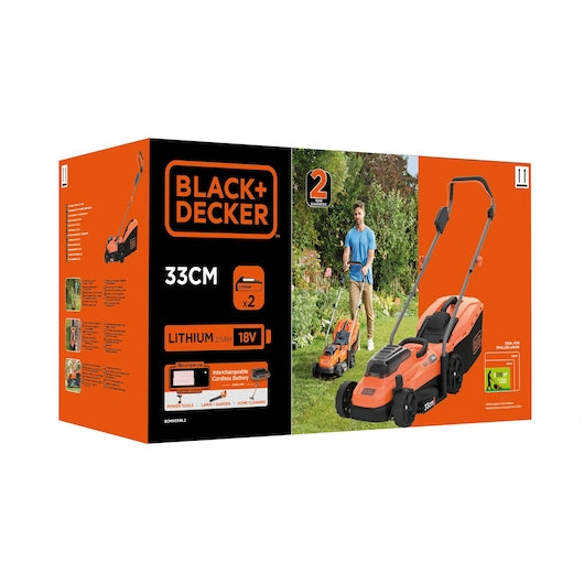 Black&Decker (BCMW3318L2-QW) 33cm Cordless 2 x 18V 2.5Ah Compact Mower