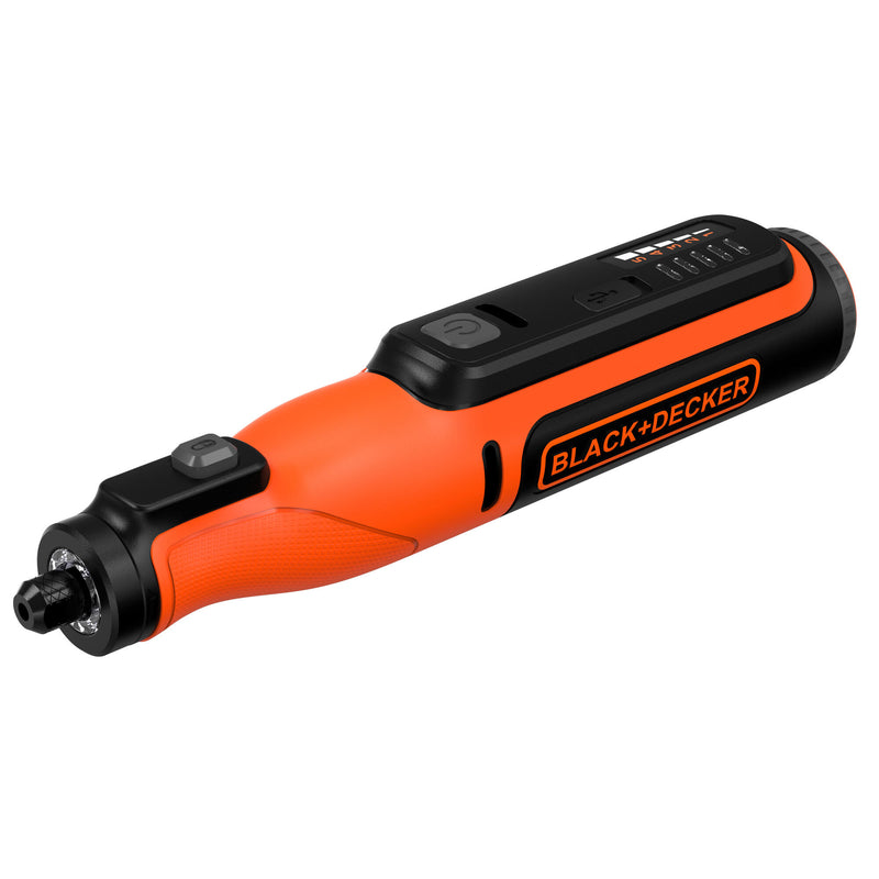 Ferramenta multifuncional rotativa Black&amp;Decker (BCRT8IK-XJ) de 7,2 V com bateria integrada de 1,5 Ah. Inclui 53 acessórios, cabo USB e mala de transporte.