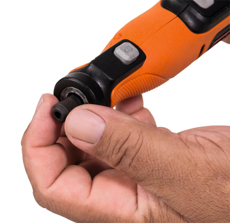 Ferramenta multifuncional rotativa Black&amp;Decker (BCRT8IK-XJ) de 7,2 V com bateria integrada de 1,5 Ah. Inclui 53 acessórios, cabo USB e mala de transporte.