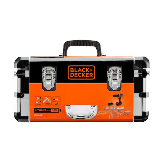 Taladro percutor Black&Decker (BDC718AS2F-QW) de 18 V con 2 baterías y 80 accesorios en estuche de transporte