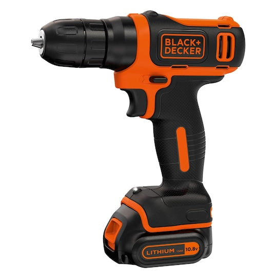Berbequim de íon de lítio ultracompacta Black&Decker (BDCD12K-QW) de 10,8 V em caixa de kit