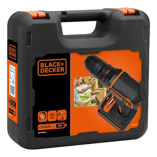 Berbequim/Aparafusadora Black&Decker (BDCDC18KB-XK) 18V Íon de Lítio + Carregador de 400mA + 2 baterias + Estojo de acessórios