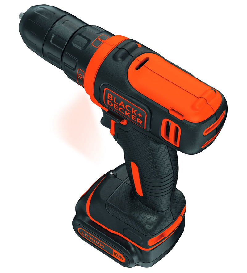 Black&Decker (BDCDD12KB-QW) 10.8V 26Nm Drill Driver, 10mm Chuck with 2 1.5Ah Lithium Batteries, Charger and Case