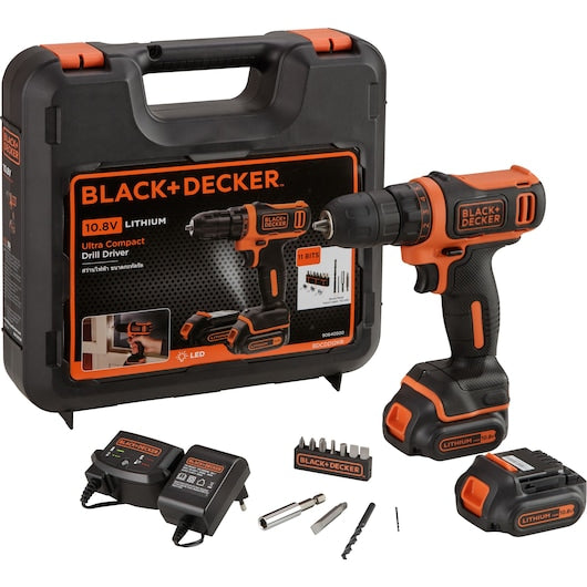 Taladro atornillador ultracompacto de iones de litio de 10,8 V Black&Decker (BDCDD12KB-XK) en caja