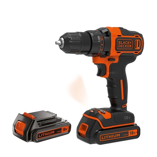 Black&Decker (BDCDD186KB-XK) 18V 2G Drill driver + 400mA charger + 2 batt