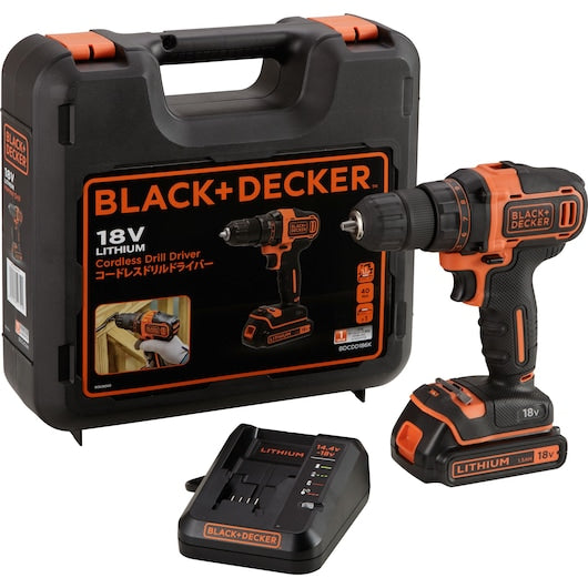 Taladro atornillador Black&Decker (BDCDD186K-QW) de 18 V y 2 G + Cargador de 400 mA + 1 batería + Kitbox
