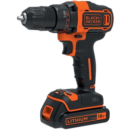 Taladro atornillador Black&Decker (BDCDD186-QW) de 18 V y 2 velocidades + cargador de 200 mA + 1 batería