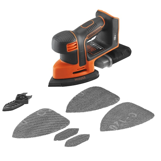 Lijadora de detalles inalámbrica Mouse® de 18 V y 1,5 Ah Black&Decker (BDCDS18N-XJ) con 5 accesorios