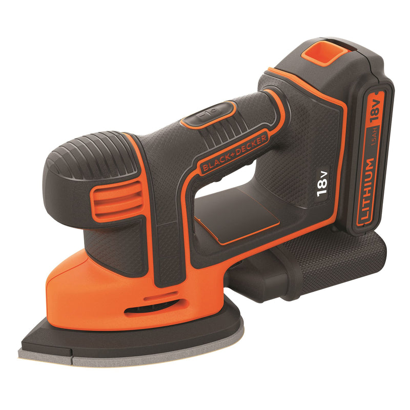 Black&Decker (BDCDS18-QW) 18V 1.5Ah Cordless Mouse® Detail Sander With 1.5Ah Battery, 1 Hour Charger and 5 Accessories