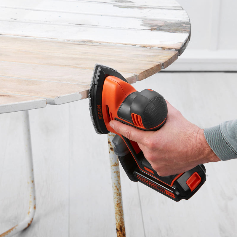 Black&Decker (BDCDS18-QW) 18V 1.5Ah Cordless Mouse® Detail Sander With 1.5Ah Battery, 1 Hour Charger and 5 Accessories