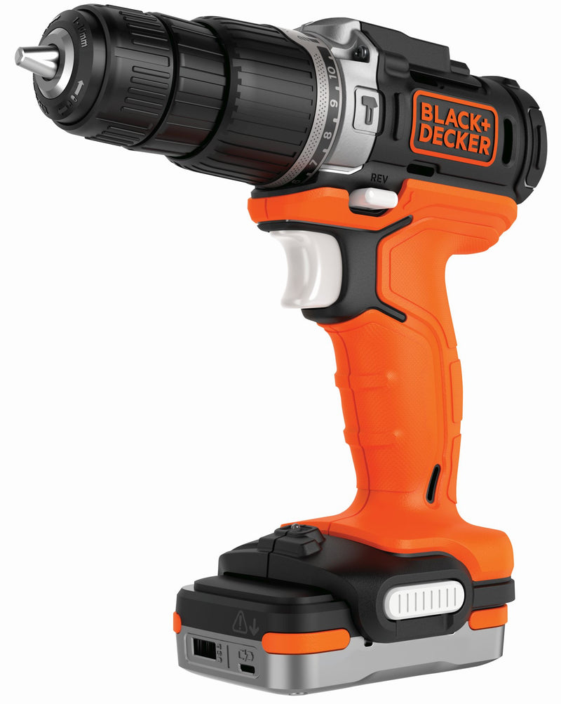 Black&Decker (BDCHD12S1-XJ) 12V 40Nm Hammer Drill, 10mm Chuck with 1 USB 1.5Ah Lithium Battery and USB Cable