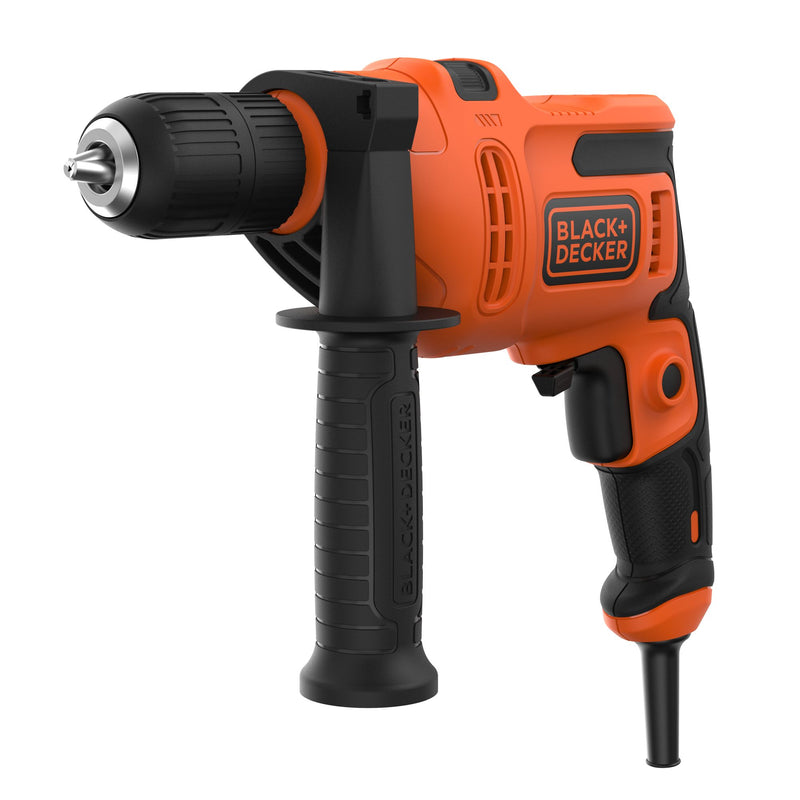Taladro percutor Black&amp;Decker (BEH200-QS) de 500 W, portabrocas de 13 mm, 0-2900 rpm, 49300 ipm. Incluye empuñadura lateral.
