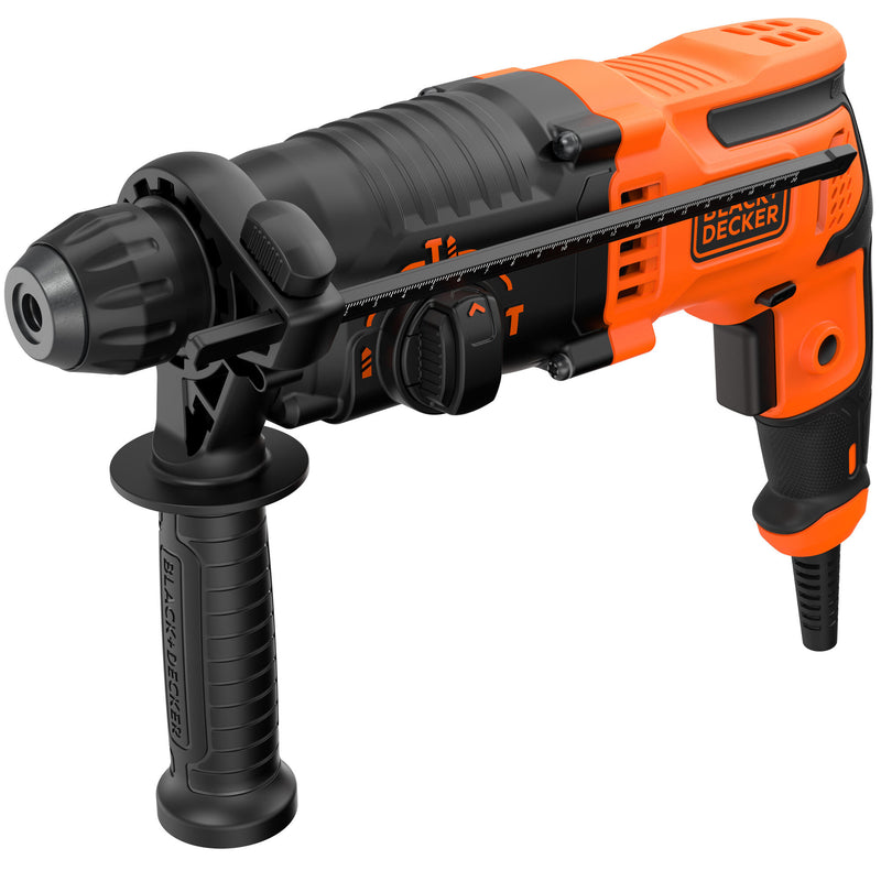 Black&Decker (BEHS01K-QS) 650W SDS-Plus Hammer, 3 Modes, 13mm Wrench, 2 SDS-Plus Drill Bits, Side Handle, and Carrying Case