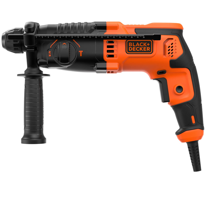 Black&Decker (BEHS01K-QS) 650W SDS-Plus Hammer, 3 Modes, 13mm Wrench, 2 SDS-Plus Drill Bits, Side Handle, and Carrying Case