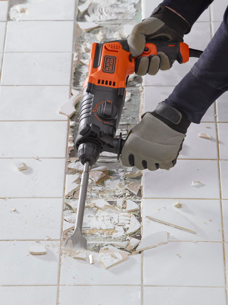 Black&Decker (BEHS01K-QS) 650W SDS-Plus Hammer, 3 Modes, 13mm Wrench, 2 SDS-Plus Drill Bits, Side Handle, and Carrying Case