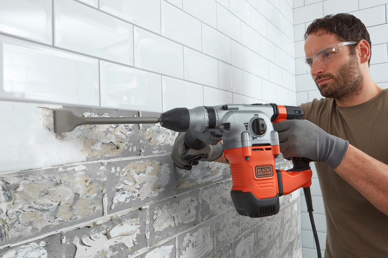 Black&Decker (BEHS03K-QS) SDS-Plus 1,250W 3-mode 3.7J hammer, 13mm drill bit adapter with wrench, side handle and case