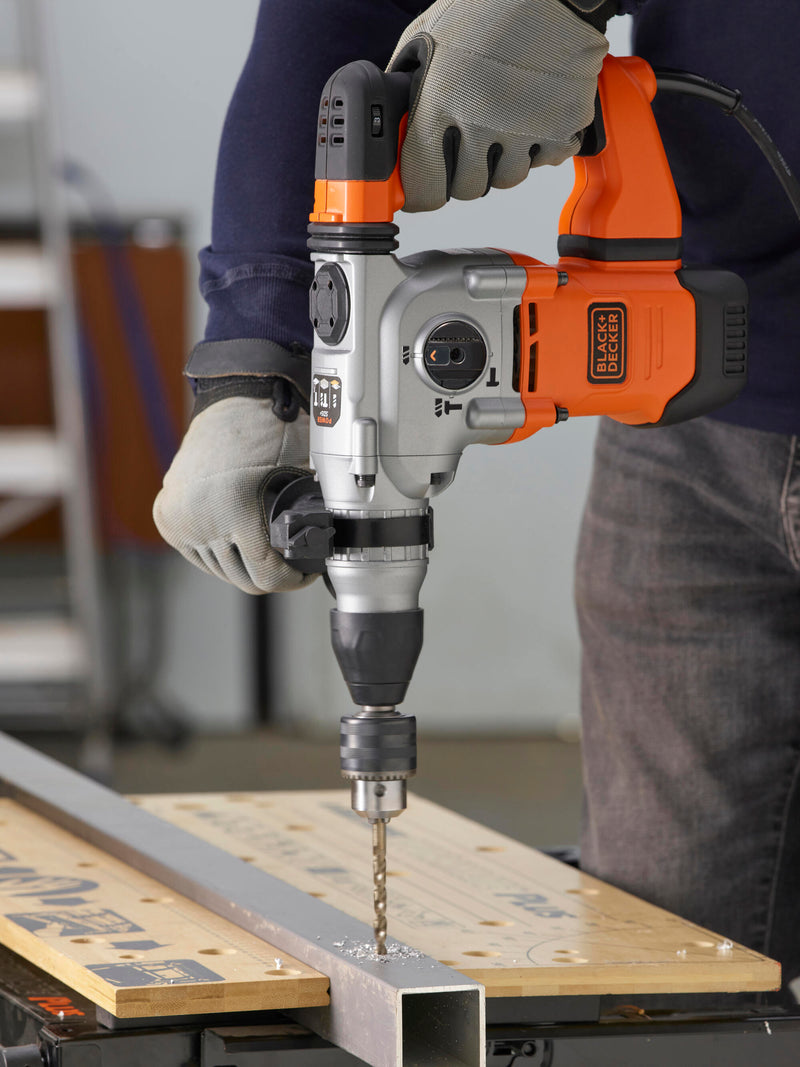 Black&Decker (BEHS03K-QS) SDS-Plus 1,250W 3-mode 3.7J hammer, 13mm drill bit adapter with wrench, side handle and case