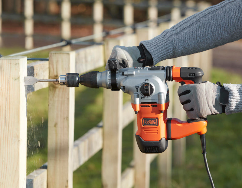 Black&Decker (BEHS03K-QS) SDS-Plus 1,250W 3-mode 3.7J hammer, 13mm drill bit adapter with wrench, side handle and case