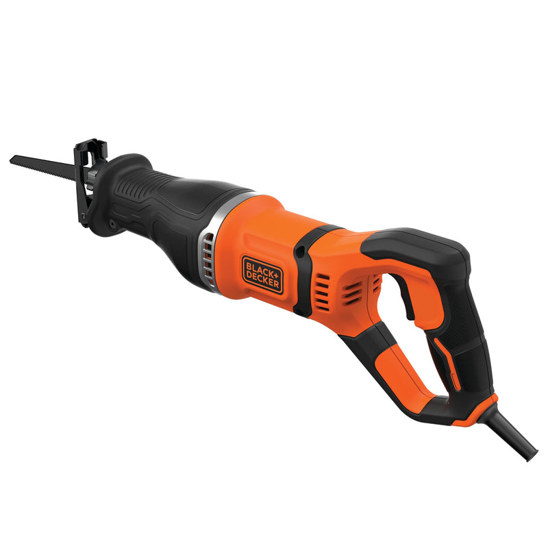 Black&Decker (BES301-QS) 750W Reciprocating Saw, variable speed, 20mm stroke. With 1 wood blade, 1 metal blade, and branch holder.