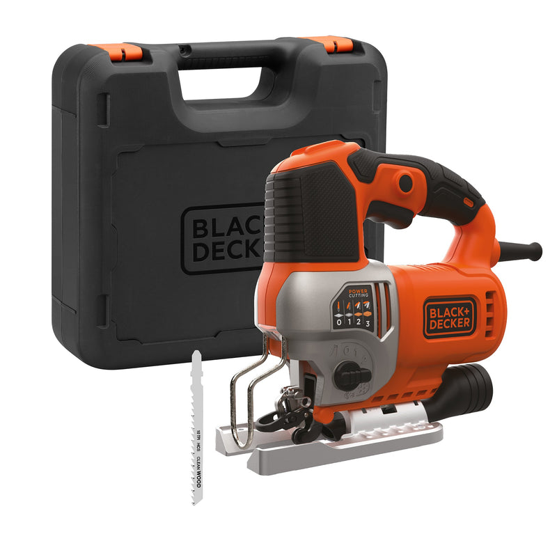 Black&Decker (BES610K-QS) 650W Pendulum Jigsaw, Variable Speed, 45°/45° Bevel, 19mm Stroke, 2 Blades and Case
