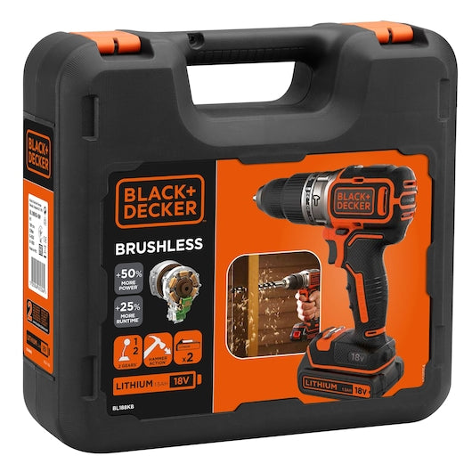 Berbequim de impacto sem fio Black&Decker (BL188KB-QW) 18V com motor sem escova e 2 velocidades