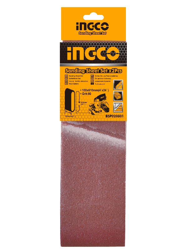 INGCO (BSP020801) 2 Sanding Belts 100x610mm P80