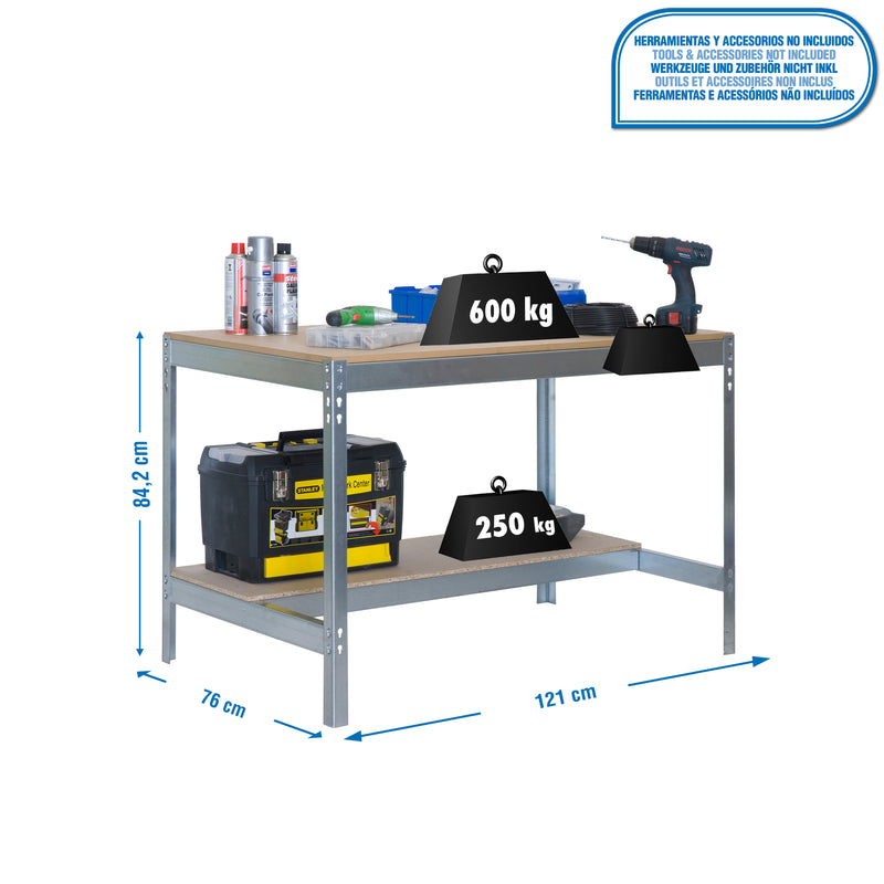 Workbench Simonwork BT0 1200x750 Galv/Wood - (842x1210x760)