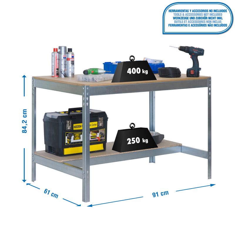Workbench Simonwork BT0 900x600 Galv/Wood - (842x910x610)