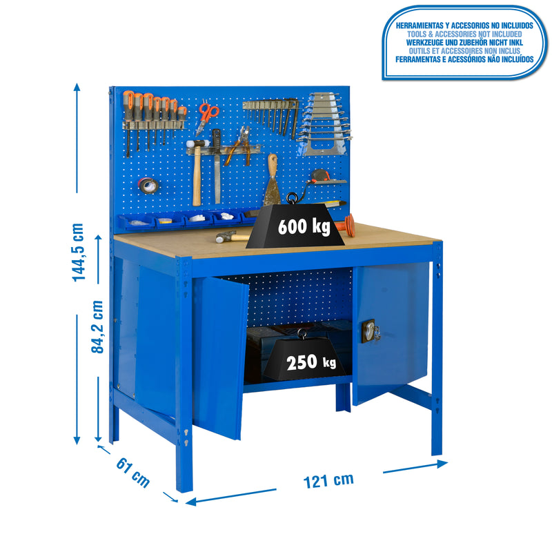 Workbench Simonwork BT2 Cabinet 1200 Blue/Wood - (1445x1210x610)