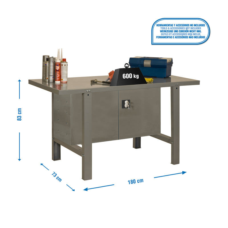 Workbench Simonwork BT6L Metal Cabinet 1800 Gray - (830x1800x730)