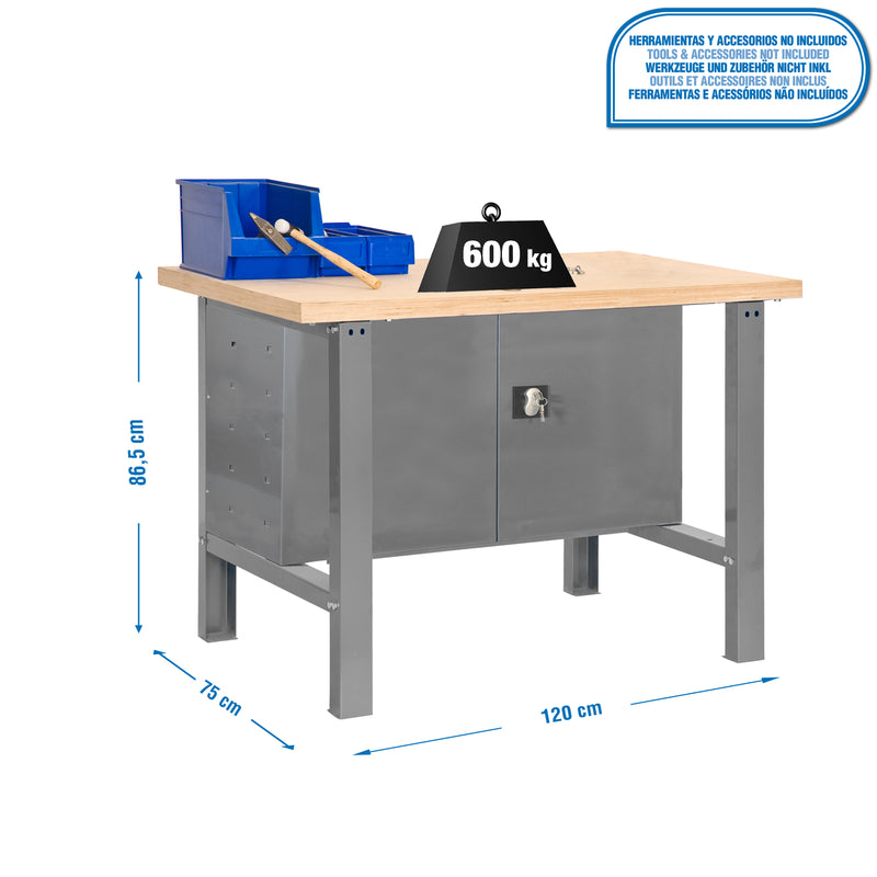 Workbench Simonwork BT6 MDF Cabinet 1200 Grey/Wood - (865x1200x750)