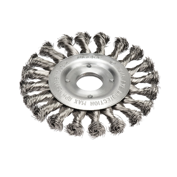 Escova de roda em aço inoxidável torcido (CAFC-RI) - 115x22,2 mm