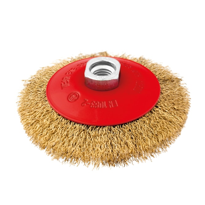 Escova de aço com revestimento de latão (CARN-OL) - 115 mm x M14